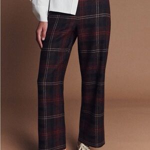 Sezane Plaid Pants in Red and Black
